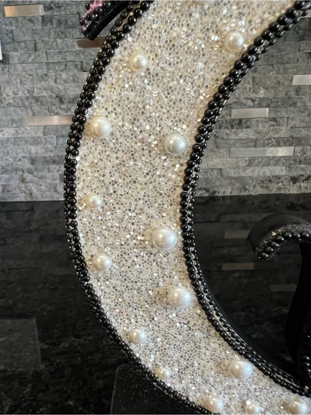 GLITTERY BLING Wooden Halloween Sign, BLACK CAT, MOON, WITCH HAT-11 In Tall!!